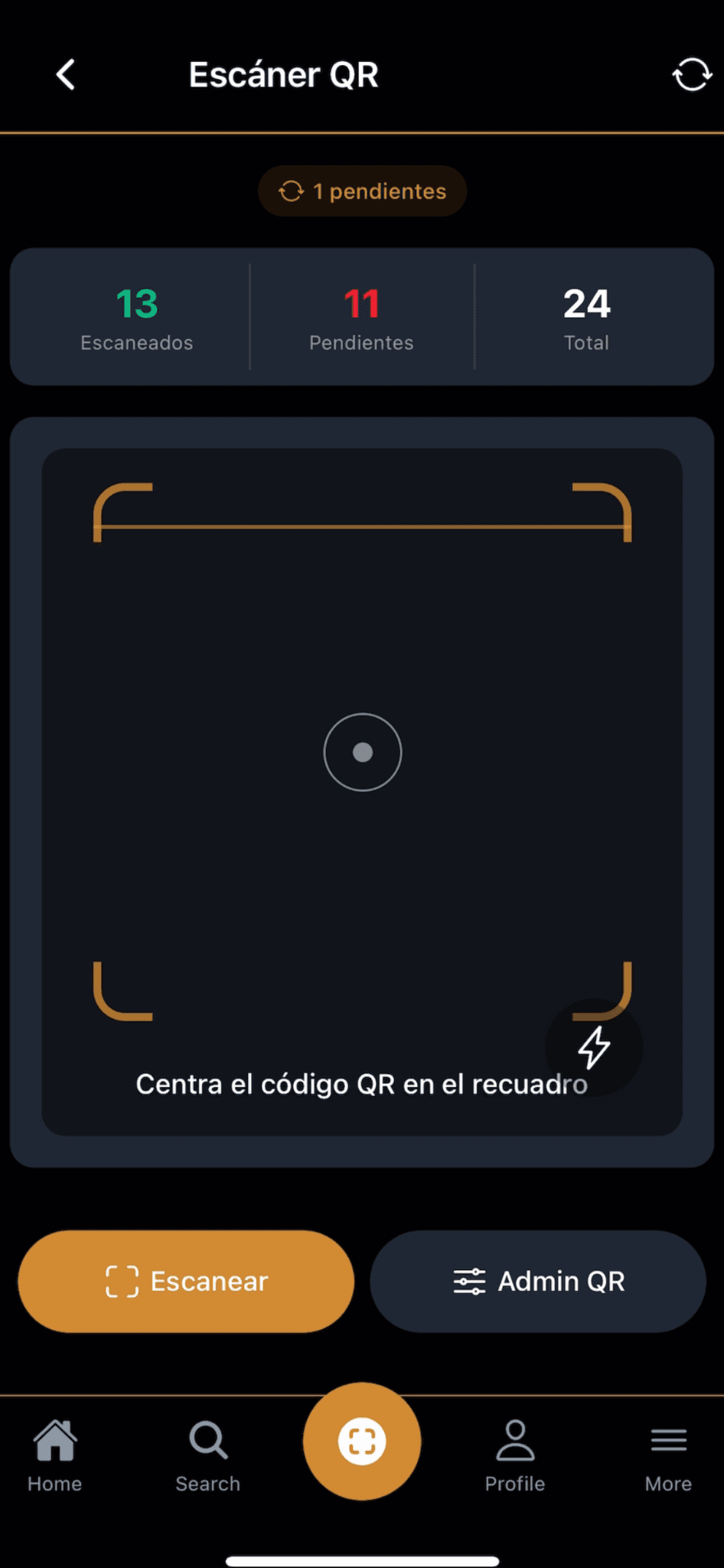Control de acceso QR en móvil